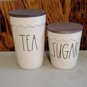 Rae Dunn TEA and SUGAR canisters NWT